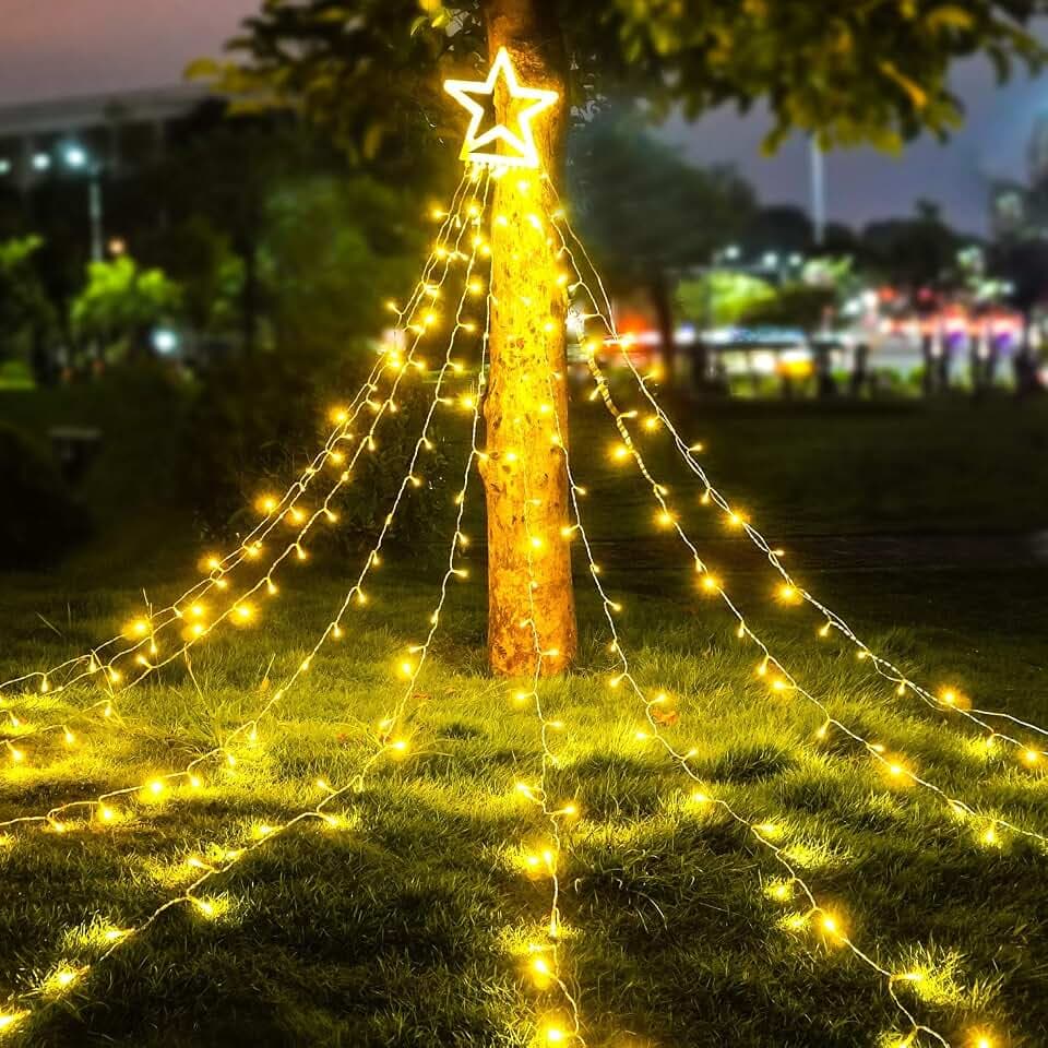 HOSPAOP LED Lichterkette Außen WarmWeiß 320 LED Weihnachtsbeleuchtung Aussen Strom lichterketten mit 8 Leuchtmodi, Wasserdicht für Party, Garten, Baum, Weihnachten Deko