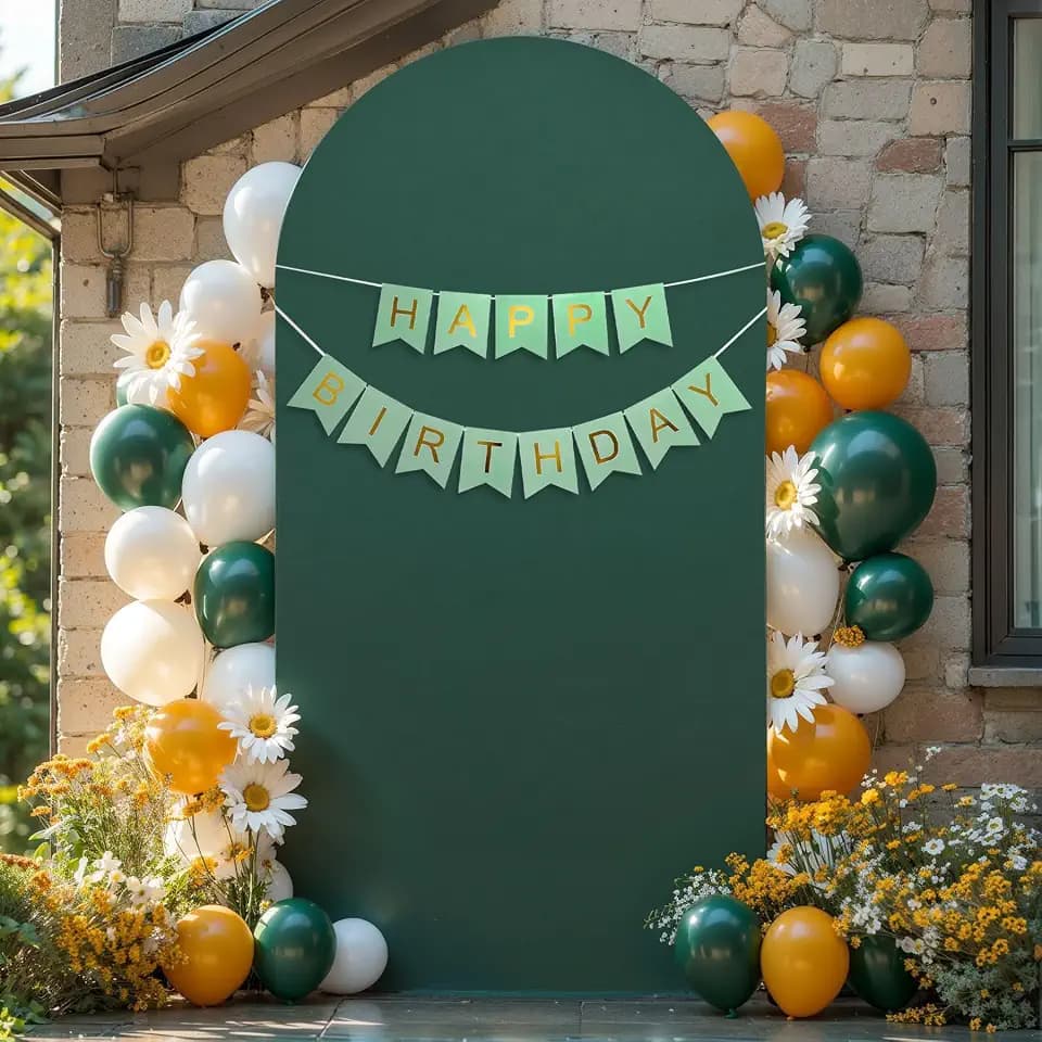 6.6FT Hunter Green Arch Backdrop Cover, Spandex Fitted Wedding Arch Stand Covers 2-Sided Round Top Chiara Arch Backdrop Cover for Easter Wedding Birthday Party Baby Shower Banquet Decoration