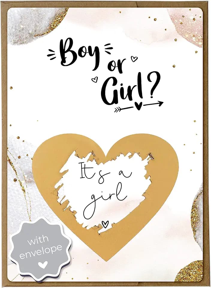 Joli Coon Pregnancy Announcement Scratch Card It's a Girl, with envelope
