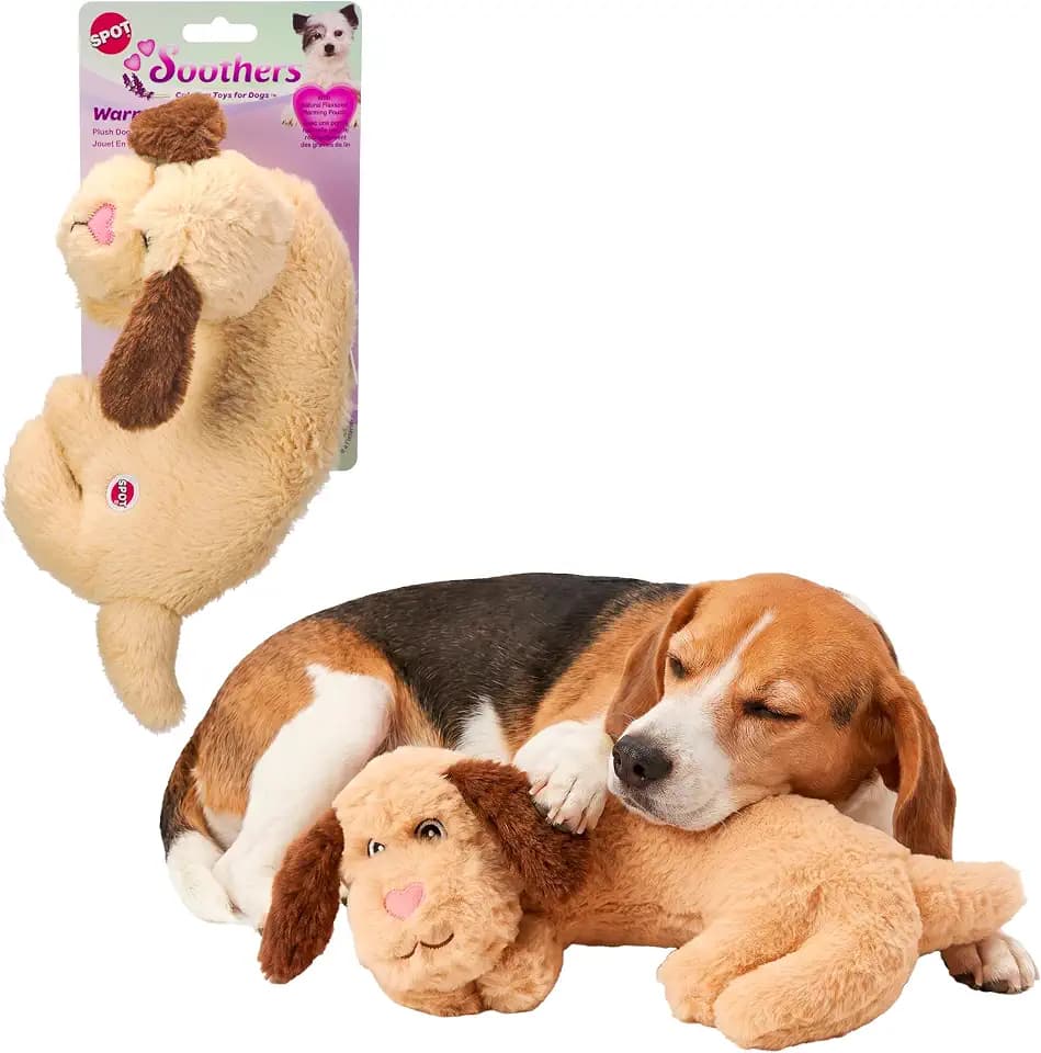 SPOT Soothers Warm Hug Pal - 10in Plush Microwavable Calming Dog Toy with Lavender Scent & Squeaker, Separation Anxiety & Sleep Aid for Medium & Large Dogs