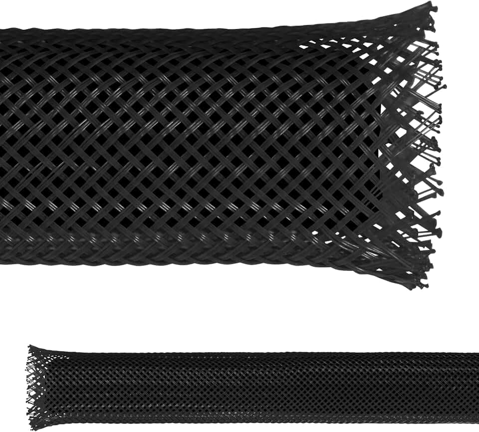 Electriduct 3/4" PET Expandable Braid Sleeving Flexible Wire Mesh Sleeve - 25 Feet - Black