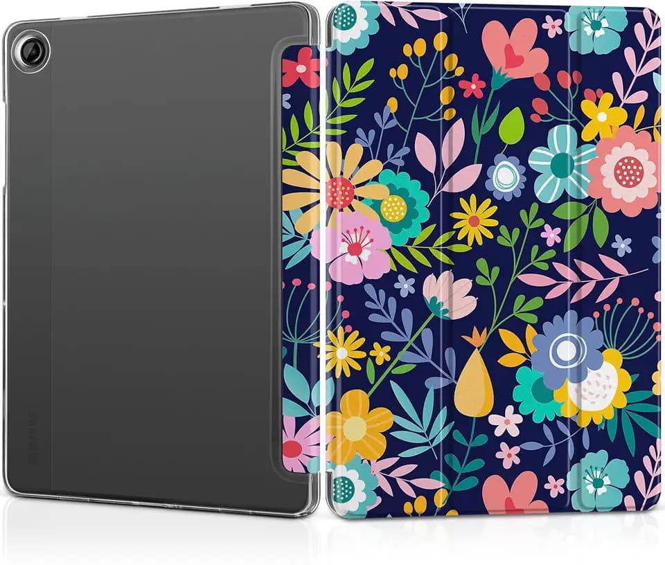 DONGKE Case for Samsung Galaxy Tab A11 Plus A11+ 11 inch (2025/2026) & Tab A9 Plus A9+ 11 inch (2024/2023), Slim Smart Stand Cover with Translucent Hard Back, Auto Wake/Sleep - Colorful Florals