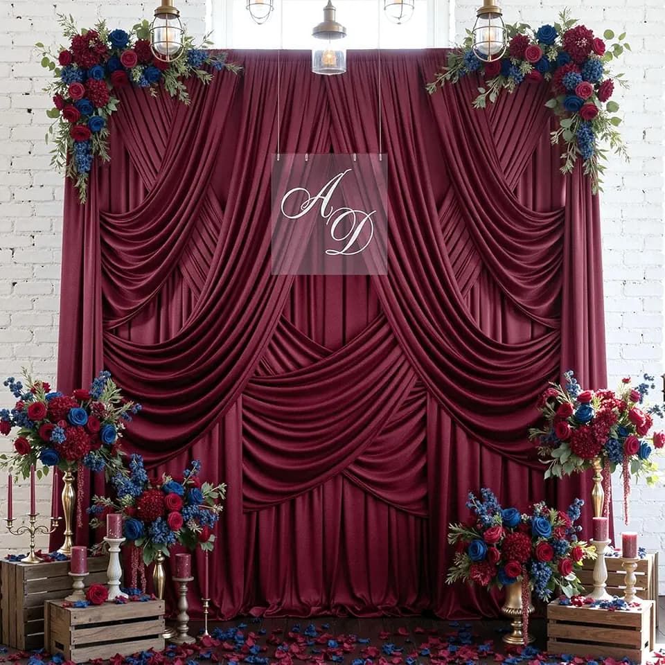 10ftx12ft Burgundy Backdrop Curtains for Parties, Wrinkle Free Polyester Burgundy Photo Backdrop Drapes 2 Panels 12 ft Long Back Drop Cloth for Wedding Birthday Photography Background Party