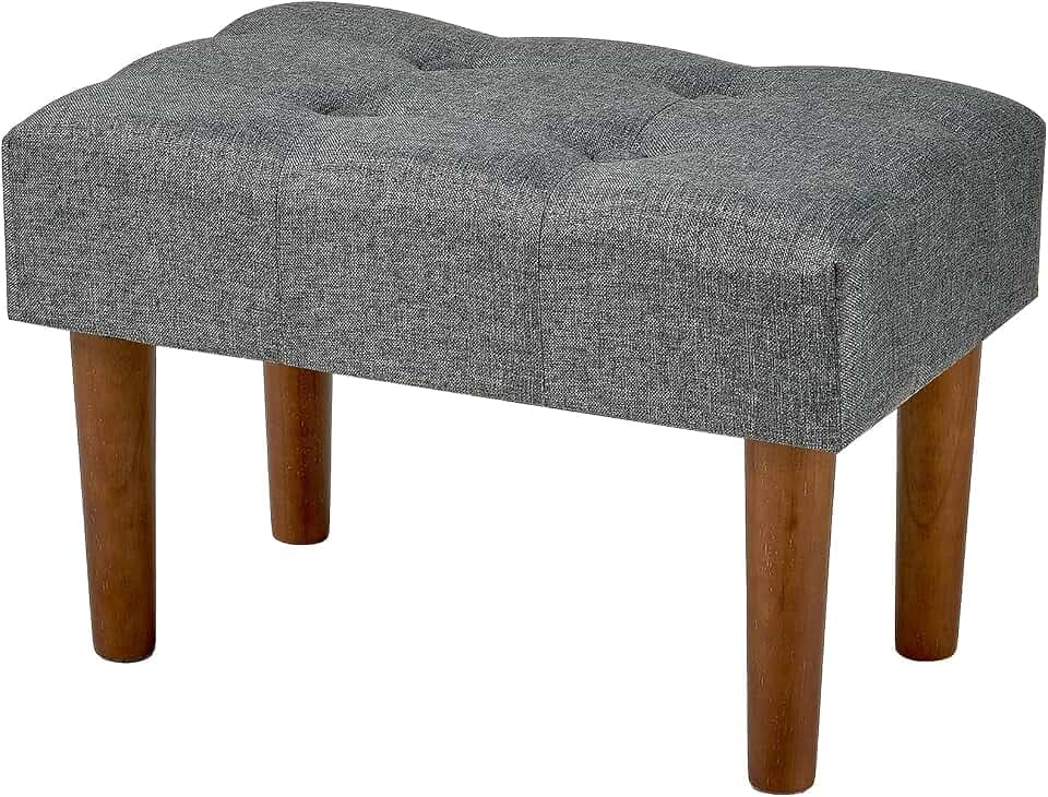 VECELO Small Foot Rest Under Desk Ottoman, Linen Foot Stool with Legs, Rectangle Footrest Leg Rest for Sofa, Relieve Stress, Better Posture, Ottoman Rest Stools for Living Room Entryway, Gray