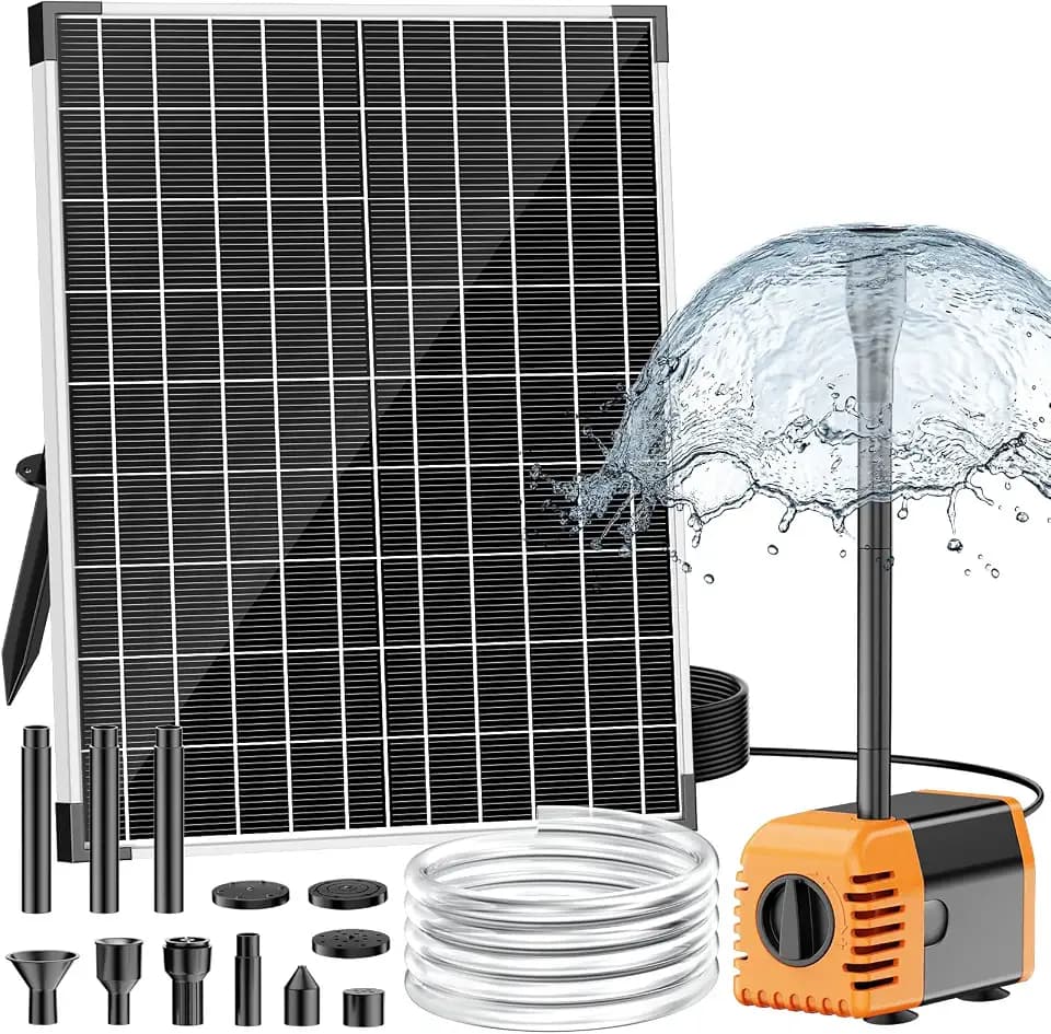 NFESOLAR 30W Solar Fountain Pump, 280GPH Solar Pond Pump with Foldable Solar Panel, Adjustable Flow Solar Water Pump with 6.6FT PVC Tubing for Outdoor Pond, Garden, Waterfall, Hydroponic, Pool