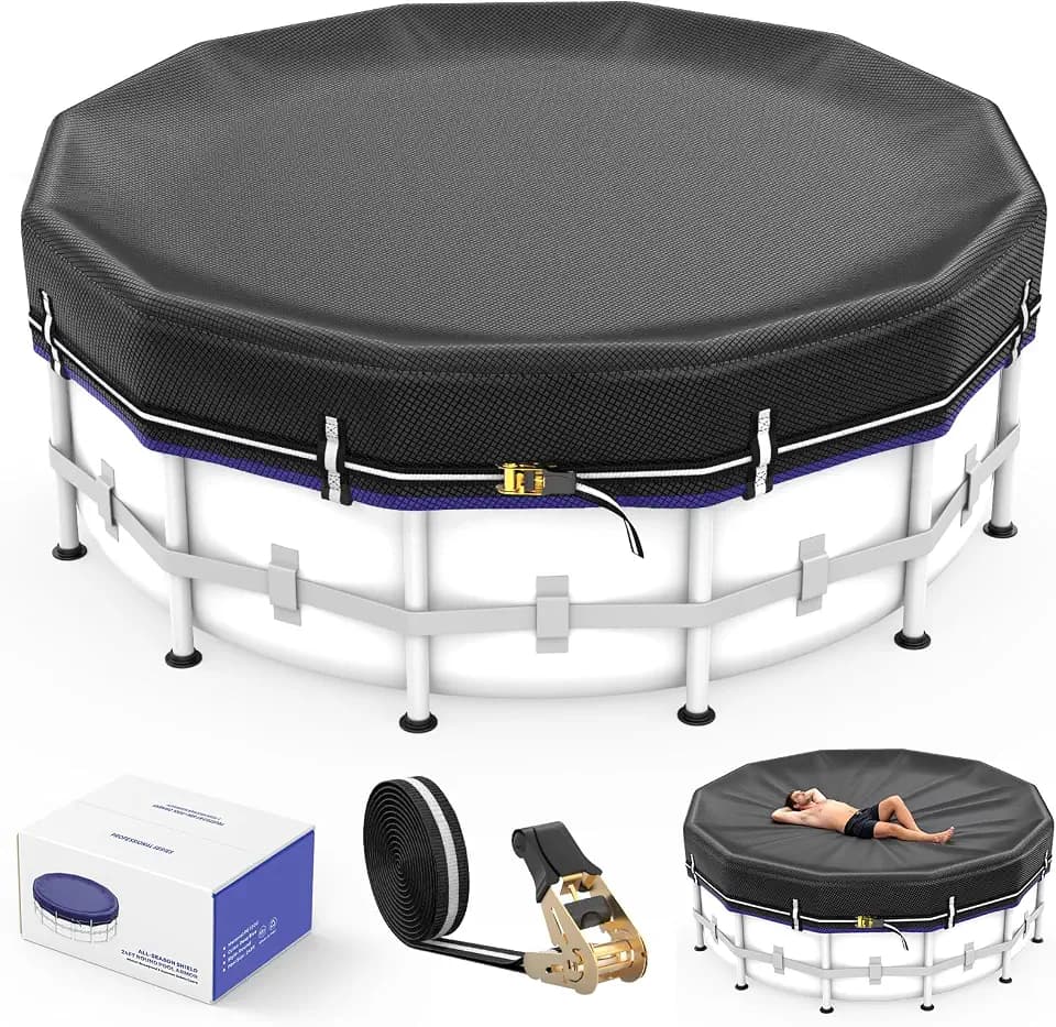 LXKCKJ 30 Ft Round Pool Covers for Above Ground Pools, Extra Thick 185G PE