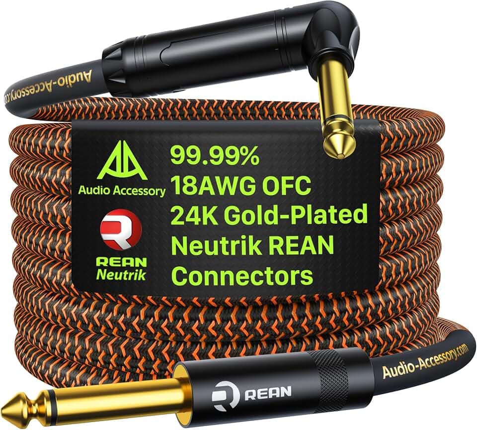 AA AUDIO ACCESSORY Pro Series Guitar Cable 6ft, Muti-Shielded Noise-Free