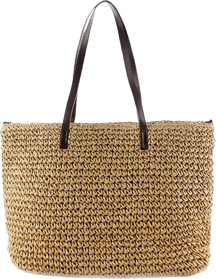 Beach Bags for Women - Straw Bag Woven Beach Tote Bag Shoulder Handbag Straw Purse for Summer Vacation