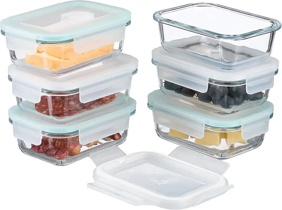 Relaxdays Glasbehälter mit Deckel, 6er Set, 370 ml, transparent
