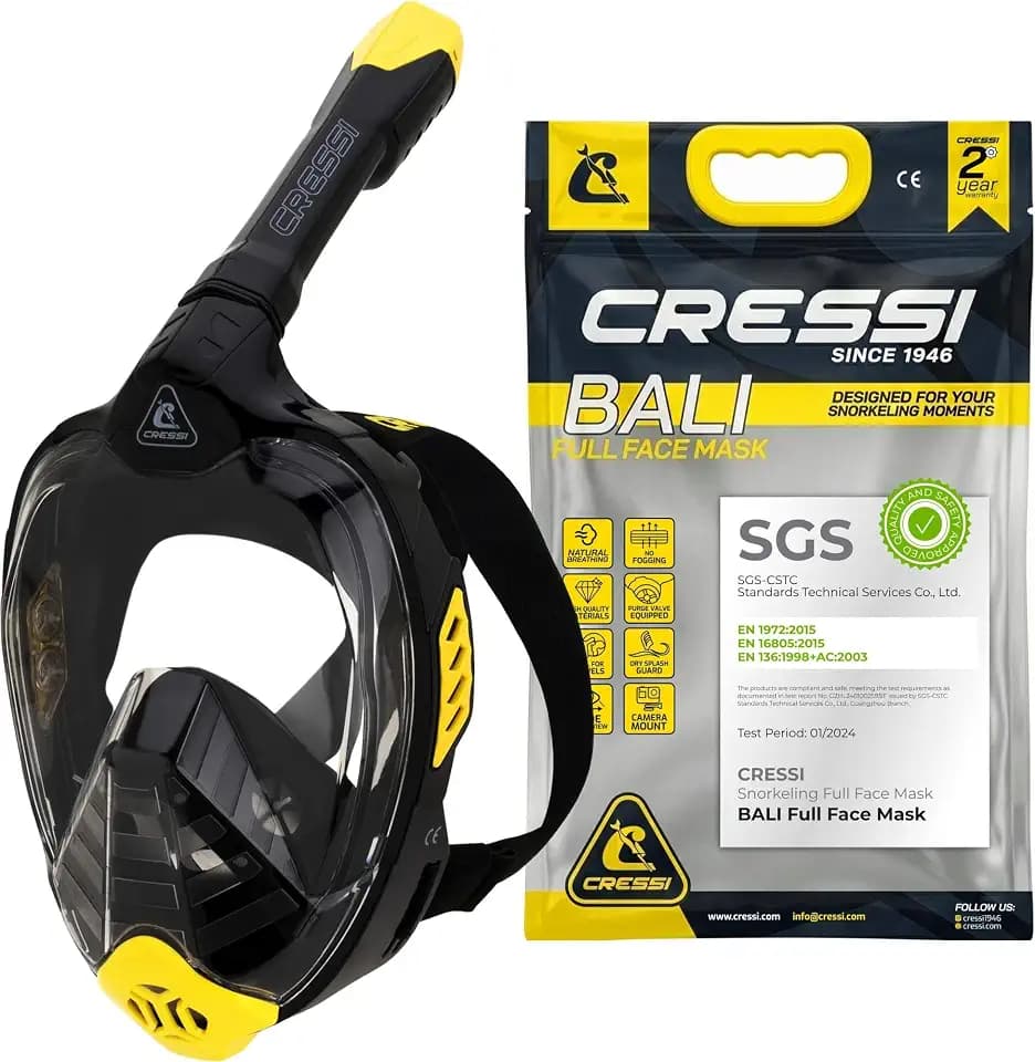 Cressi Vollgesichtsmaske -CO2 Sichere Vollgesichts-Schnorchelmaske Erwachsene mit Klarer Sicht - Tauchermaske Erwachsene aus Silikon - Mit Kamerahalterung für Unterwasserkamera beim Schnorcheln
