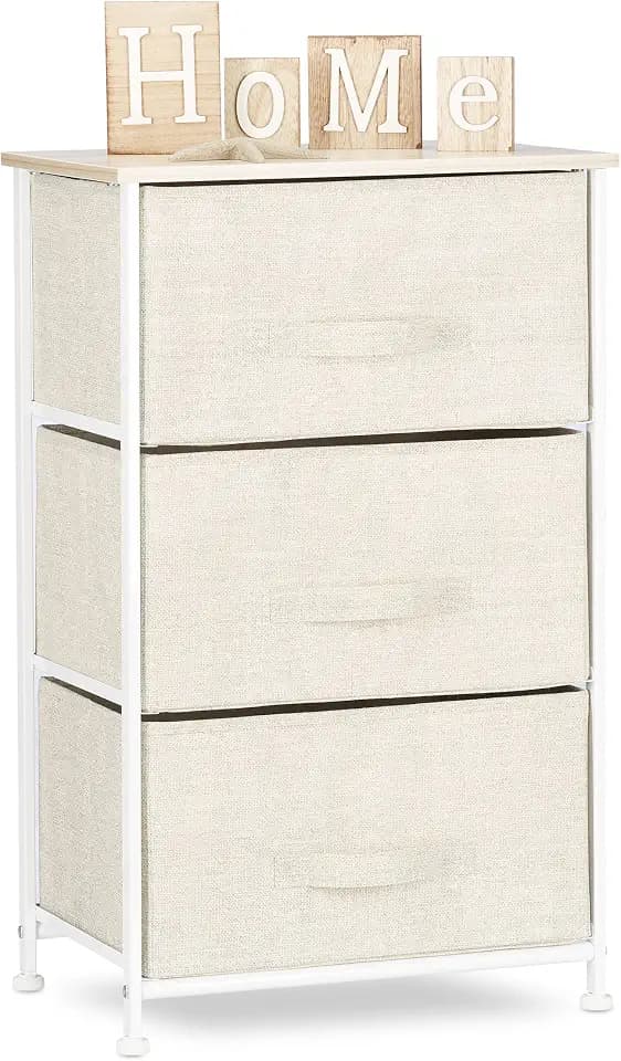 Relaxdays Regalsystem, Regal mit Schubladen, Verschiedene Varianten, universale Schubladenbox, Metall und Holz, beige
