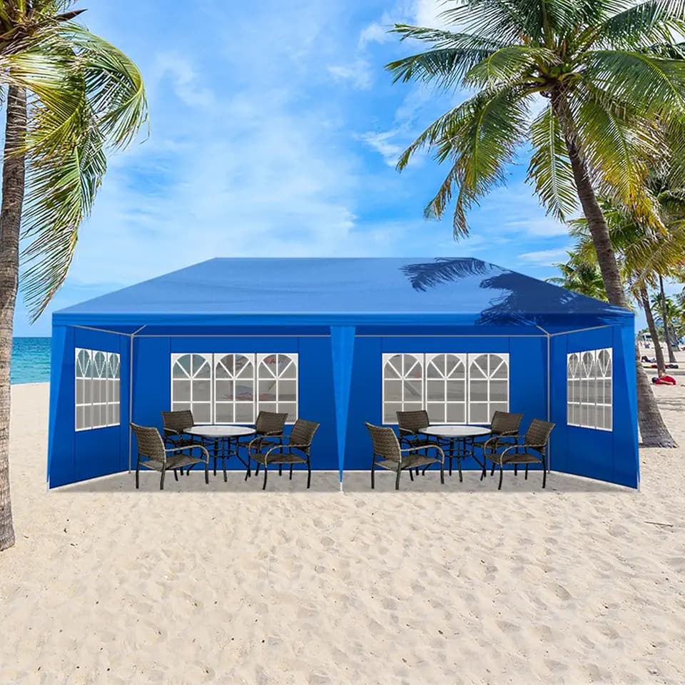10x20 Canopy Tent Party Tent with 6 Sidewalls, Blue