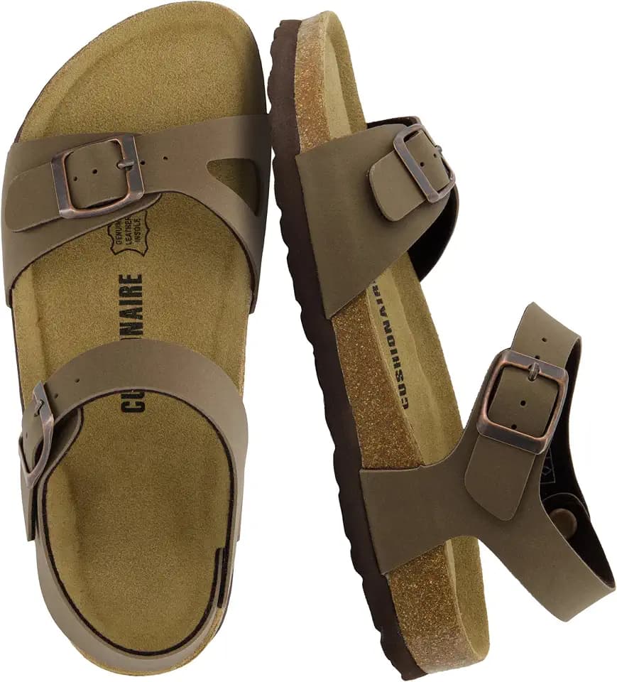 CUSHIONAIRE Lauri Cork Footbed Sandals for Women with Ankle Backstrap