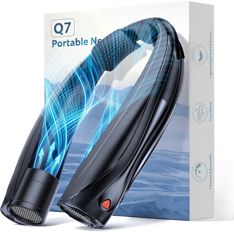 Portable Neck Fan, 6000mAh Personal Fan, 360° Cooling Rechargeable Wearable Fan, 6 Speeds Adjustable Hands Free Fan for Travel Outdoor, Office, Ideal Summer Gifts