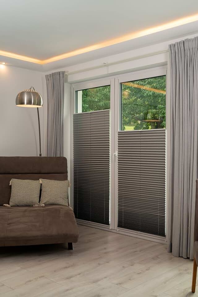 K-home Plissee-Verdunklung, Polyester, Silbermetallic, B55 x H210 cm