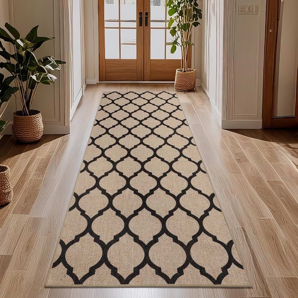 Weben Teppich Läufer Flur rutschfest 80x200cm, Waschbar Küchenteppich, Flurläufer Modern, Teppichläufer, Küchenläufer, Flur Teppich, Flurteppich für Küche, Eingang, Wohnzimmer, Korridor