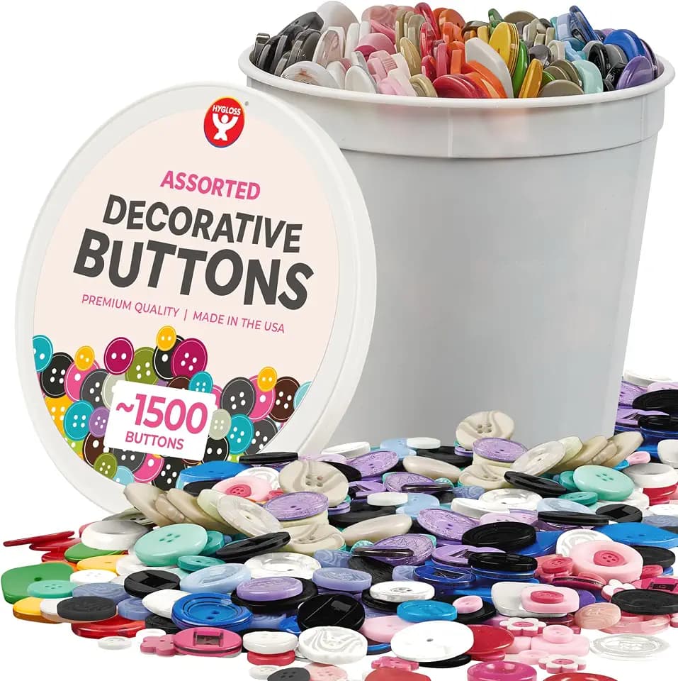 Hygloss 1,500 (Approx) Assorted Buttons for Crafts, Bulk 3 lb Container