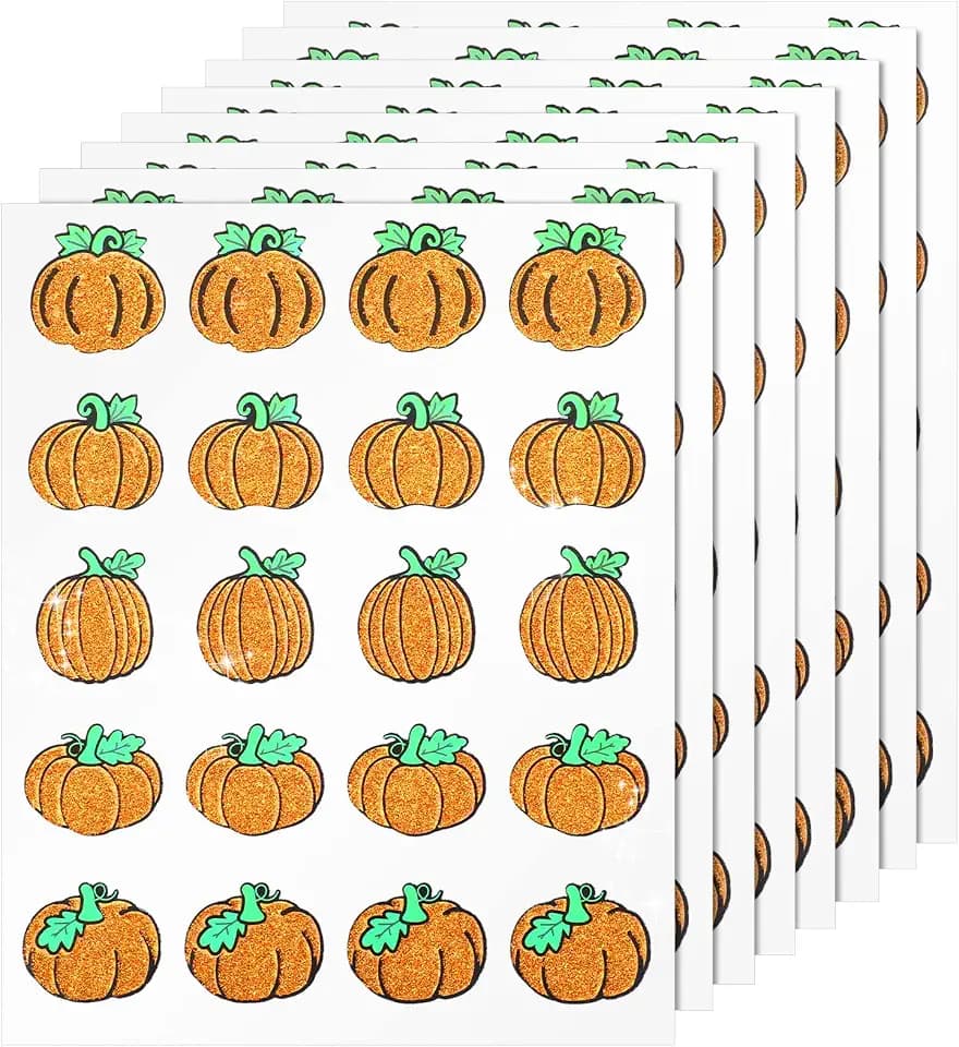 Geyee 400 Pcs Fall Thanksgiving Glitter Pumpkin Sticker Samll Pumpkin Decal