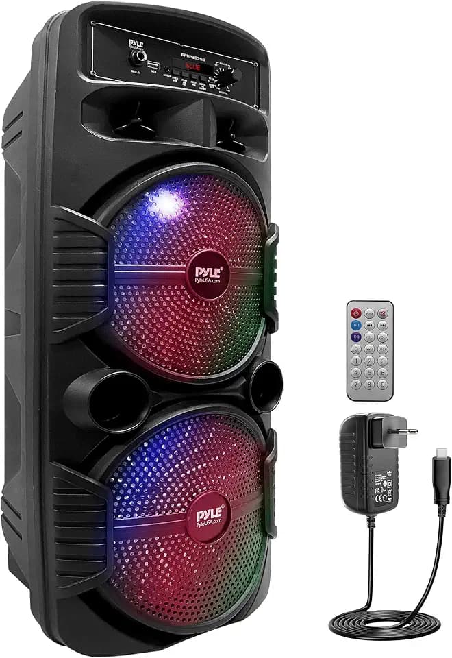 Pyle Partybox, Bluetooth Lautsprecher Groß – 600W Boombox mit Lichteffekten, Tragbar, Super Bass, USB/SD/AUX/FM, Für Party, Outdoor & Zuhause, Mit Fernbedienung & RCA-Eingang