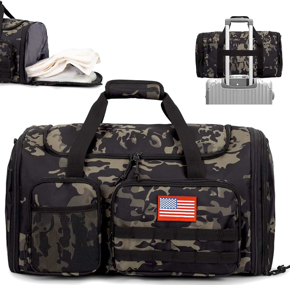 Tactical Duffle Bag for Men,52L Expandable Carry On Duffel Bag for Travel