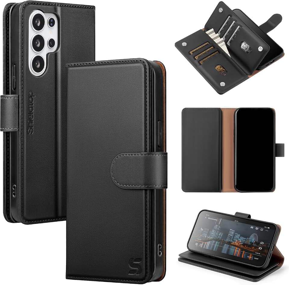 Shieldtop Compatible with Samsung Galaxy S26 Ultra Wallet Case with Card Holder,Women Men RFID Blocking PU Leather Flip TPU Protective Cover Credit Card Slots,Phone Case for S26 Ultra,Black