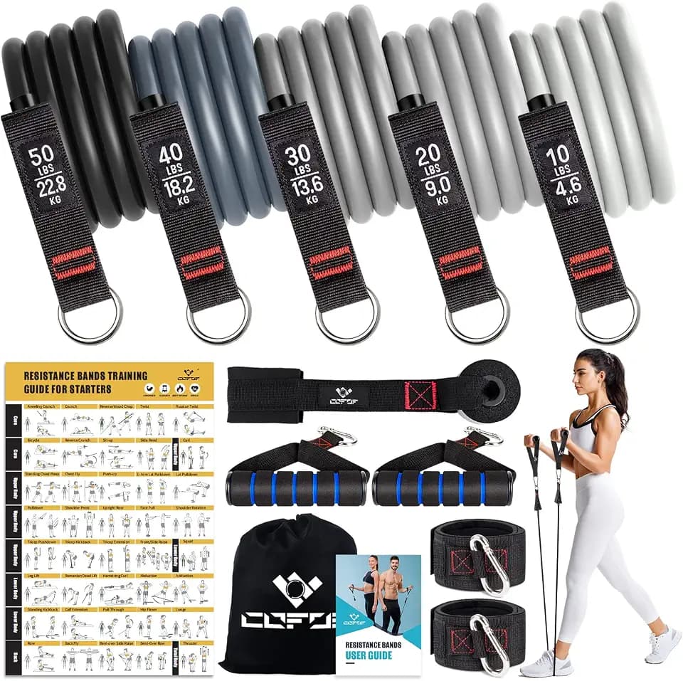 Resistance Bands with Handles for Women, 5 Level Exercise Bands