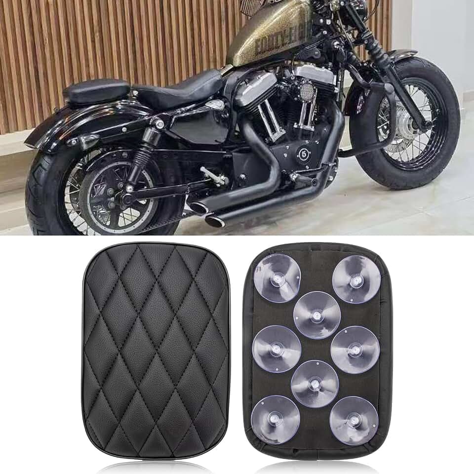 Motorrad Sozius Sitzpad,Motorrad hinteren Beifahrerkissen,Motorrad 8 Saugnäpfe Rücksitzpolster Kompatibel mit Harley Sportster XL 883 1200 Dyna für Softail Touring Cruiser Chopper Custom