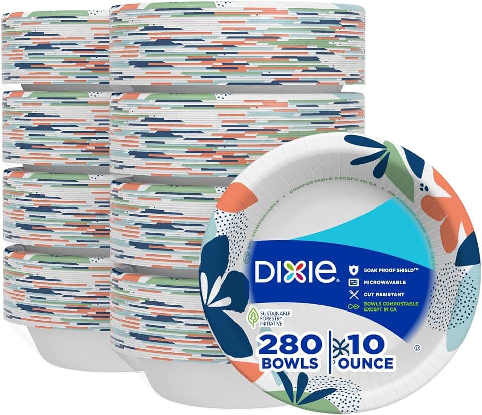 Dixie Small Paper Bowls, 10 Oz Disposable Bowls for Snacks, 280 Count