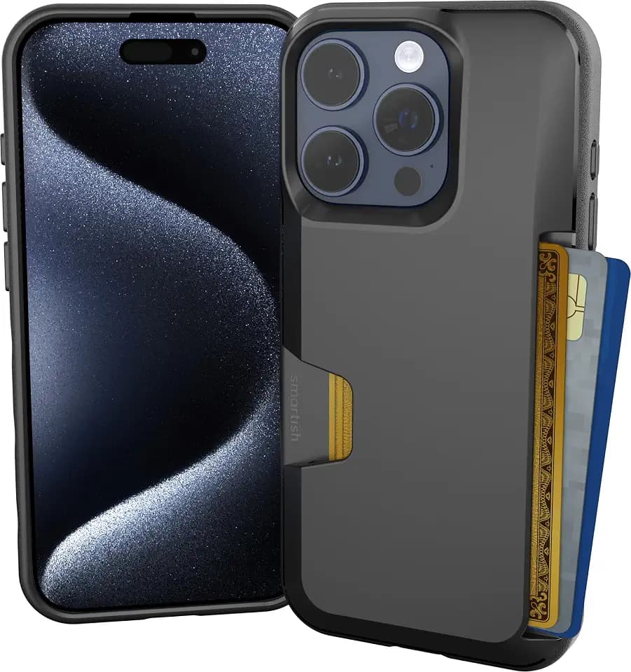 Smartish iPhone 15 Pro Wallet Case, Card Holder, Wallet Slayer Vol 1, Black