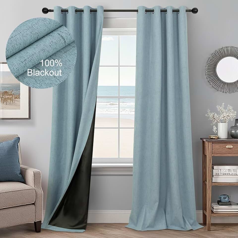 Dusty Blue Curtains for Living Room 108 Inches Long 2 Panels Lightweight Blackout Window Coverings Grommet Thermal Darkening Light Blocking Curtain Drapes for Sliding Door Bedroom Stone Blue Grey Gray