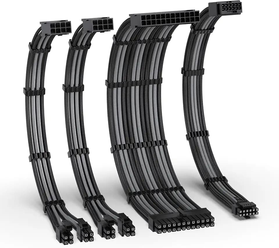 EZDIY-FAB 12VHPWR PSU Extension Kit, 1x24-Pin/2xEPS/1x12+4 Pin, Black Grey