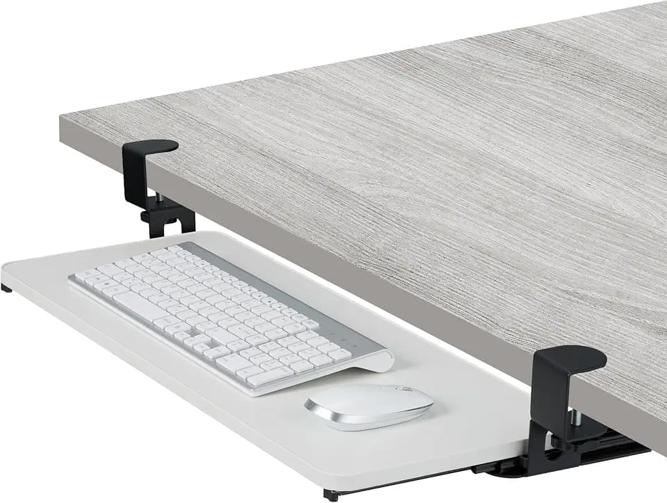 Relaxdays Tastaturablage, 65 x 24 cm, ausziehbar, klemmbar, weiß