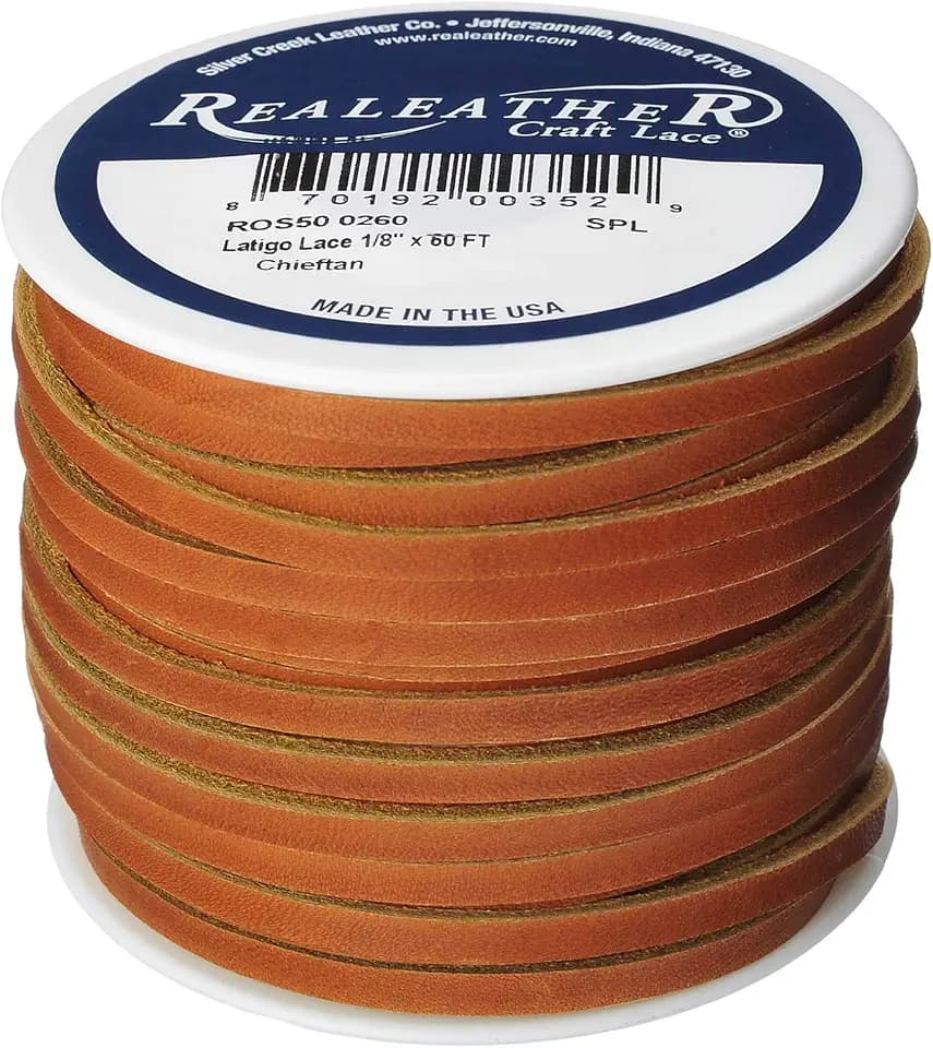 Silver Creek Leather Co Realeather Latigo Leather Lace for Crafts and Jewelry Making, 1/8" x 50', Cheiftan