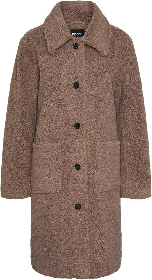 PIECES Damen Pcnaddy Teddy Jacket Mantel (1er Pack)
