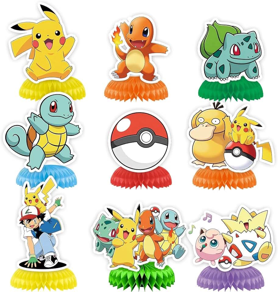 9Pcs Anime Birthday Party Supplies , Honeycomb Centerpieces for Toy Decorations, Double Sided Table Movie Decorations Centerpieces Party.