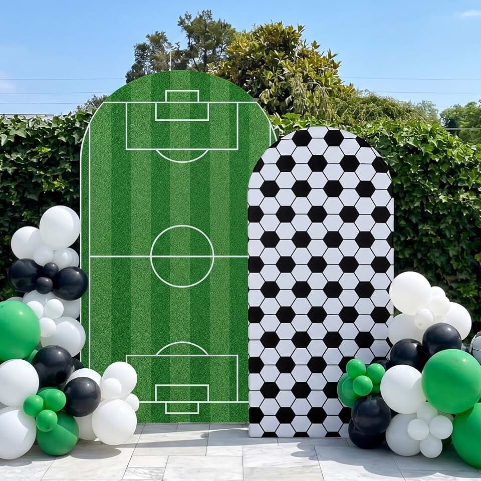 Mixweer 2 Pcs Soccer Arch Cover 7.2ft 6.6ft Soccer Backdrops Cover