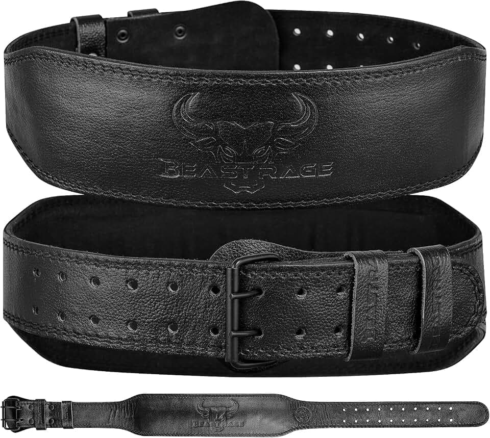 BEAST RAGE Gewichthebergürtel für Männer und Frauen, Leder-Gürtel für Gewichtheben, 10,2 cm gepolsterte Rückenstütze, 10 verstellbare Löcher, ideal für Powerlifting, Kreuzheben, Bodybuilding,