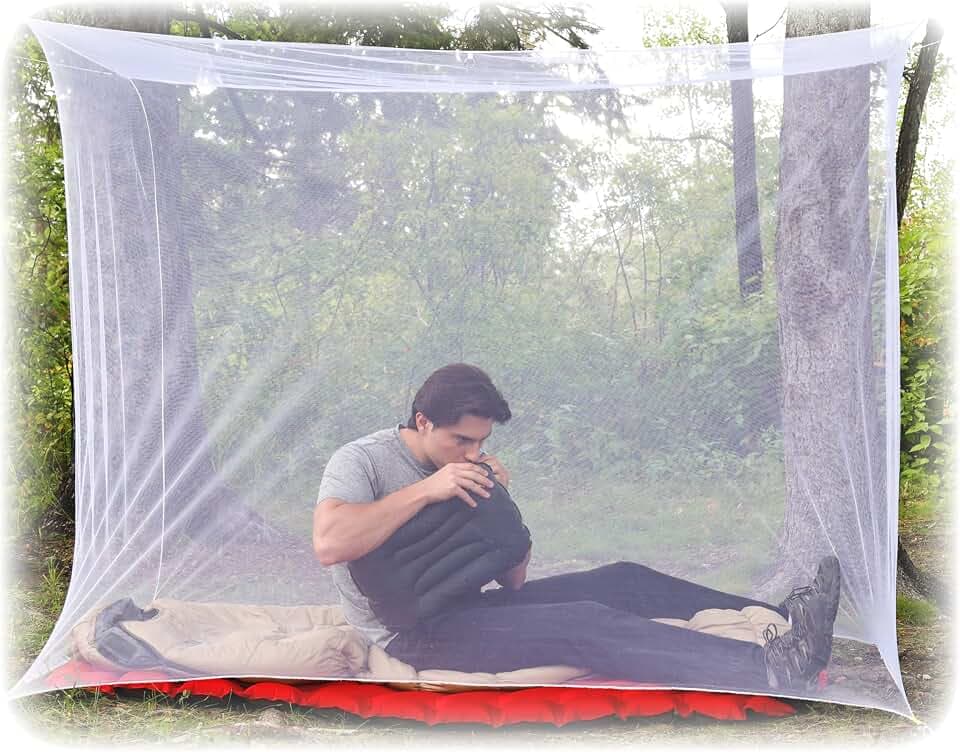 Coghlan's Rectangular Mosquito Net – Lightweight Mesh Canopy for Camping, Travel, and Outdoor Use – Includes Tie Loops, Carry Bag, Twine, Hooks, Anchors, Nails – White, 78" x 32" x 59"