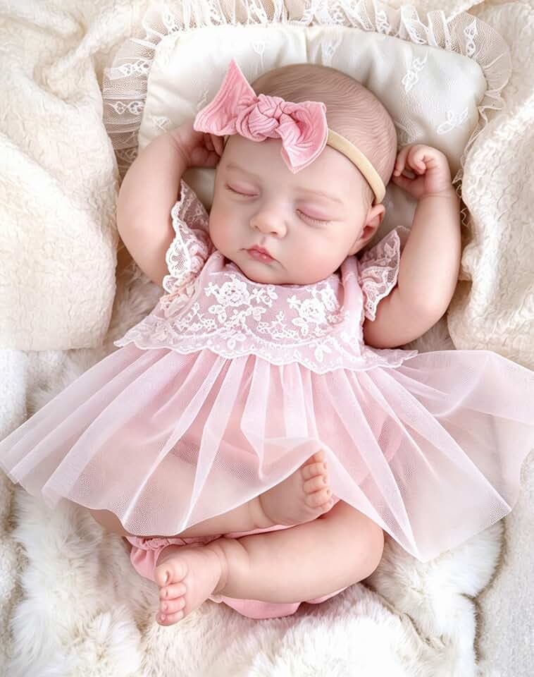 Aori Reborn Baby Dolls Sleeping with Pink Lace Skirt