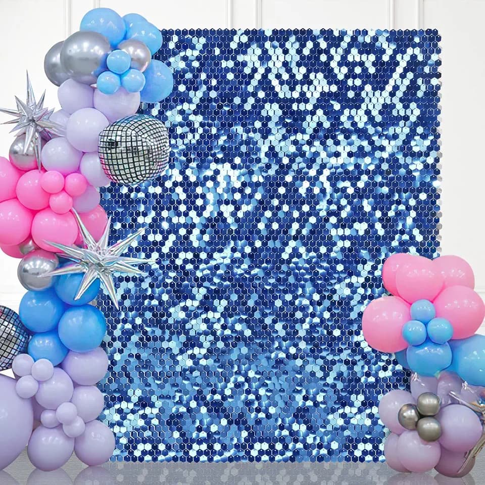 Royal Blue Shimmer Walls Backdrop 12 Pack Sequin Backdrops Wall Panels Independence Day Party Decoration Photo Backdrops for Anniversary Wedding Engagement Decoration