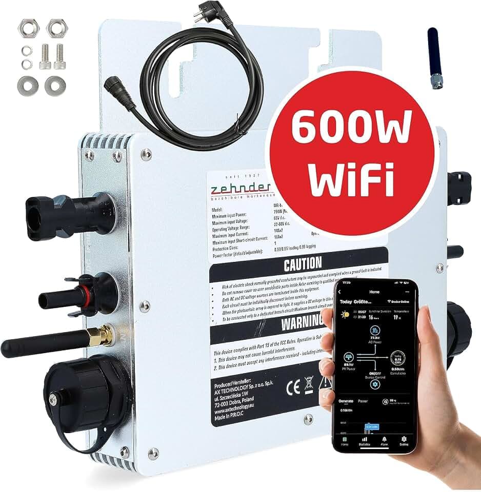 Zehnder WR-600S ECOLOGIC - Smart Micro Wechselrichter mit APP Steuerung - Effizientes Energiemanagment und Maximale Leistung für Balkonkraftwerke - Zuverlässiger Solar Inverter