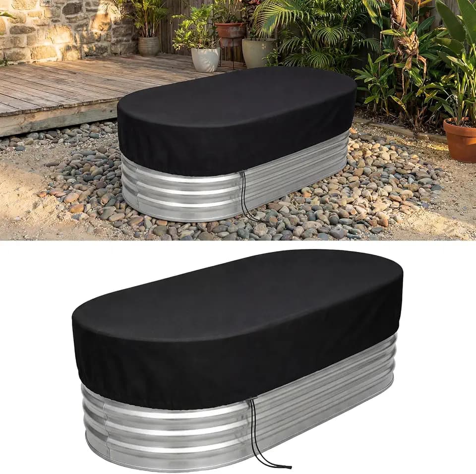 Mindsoft Stock Tank Pool Cover, Waterproof Oxford, 6 ft X2 ft, Oval