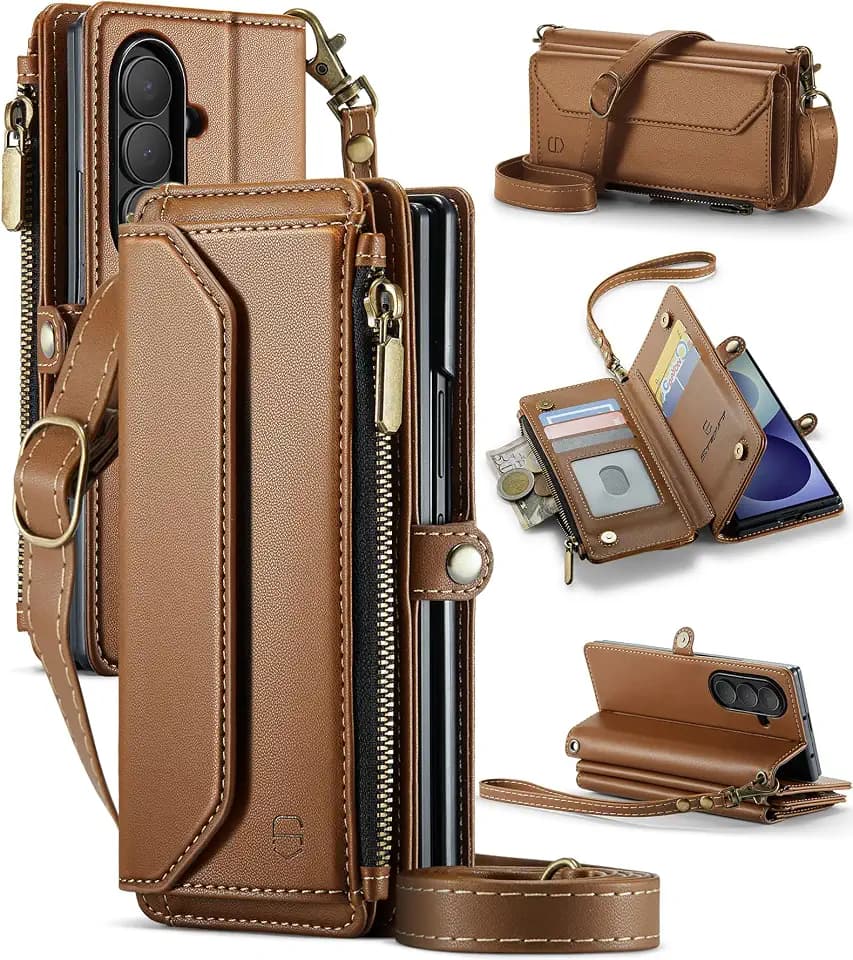 Strapurs for Samsung Galaxy Z Fold 8 Ultra - Zipper Wallet Case, Brown