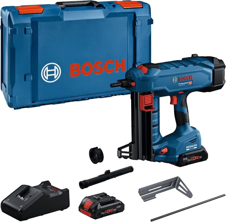 BOSCH Professional 18V System Akku Betonnagler GNB 18V-40 (inkl. 2x Akku ProCORE 4.0Ah, Ladegerät GAL 18V-40, Ausdrückstift, Befestigungshaken, Standard-Mundstück, Magnet, XL-BOXX)