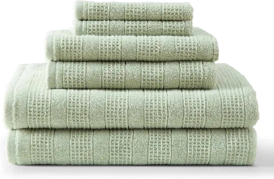 Martha Stewart - Cotton Hand, Fingertip & Bath Towel Set, 6 Pack Towels
