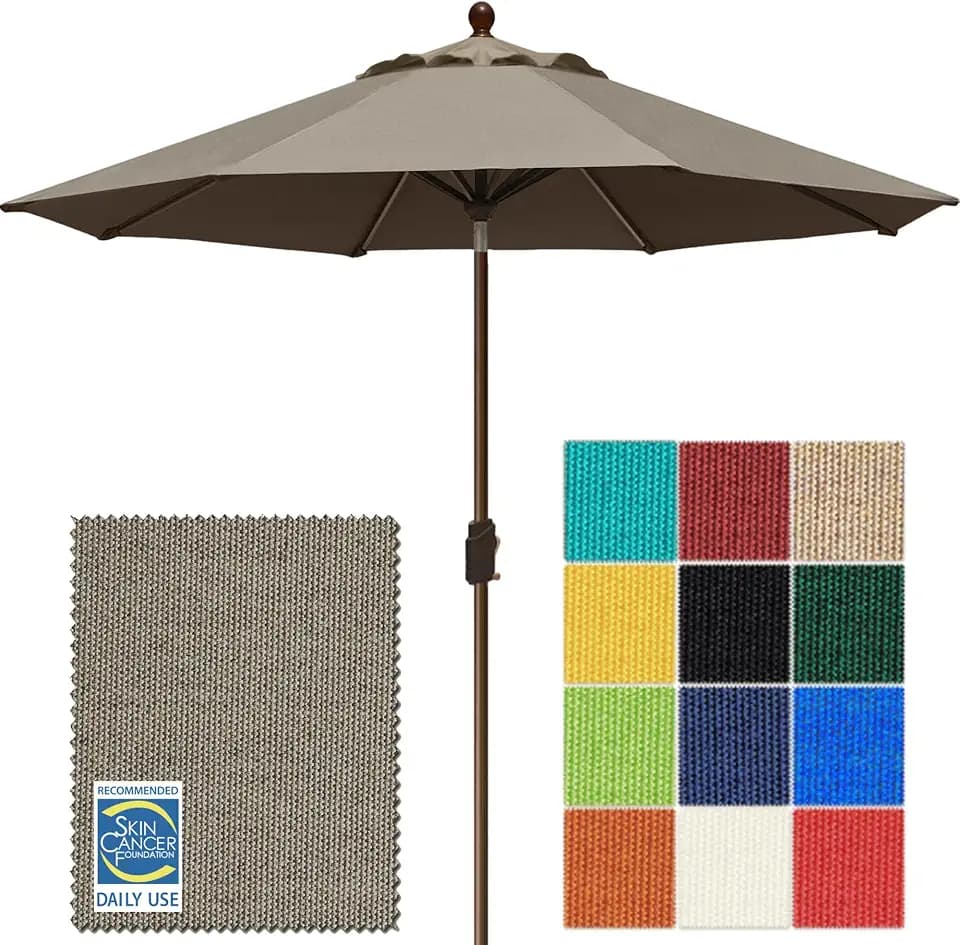 EliteShade USA 10-Year-Non-Fading 10Ft Market Patio Umbrella, UPF 50+ UV Protection Performance Sun Umbrella, Heavy Duty Commercial Grade Outdoor Table Umbrella with Crank & Tilt, Windproof Vented Top for Garden, Pool, Deck and Outdoor Playsets, Taupe