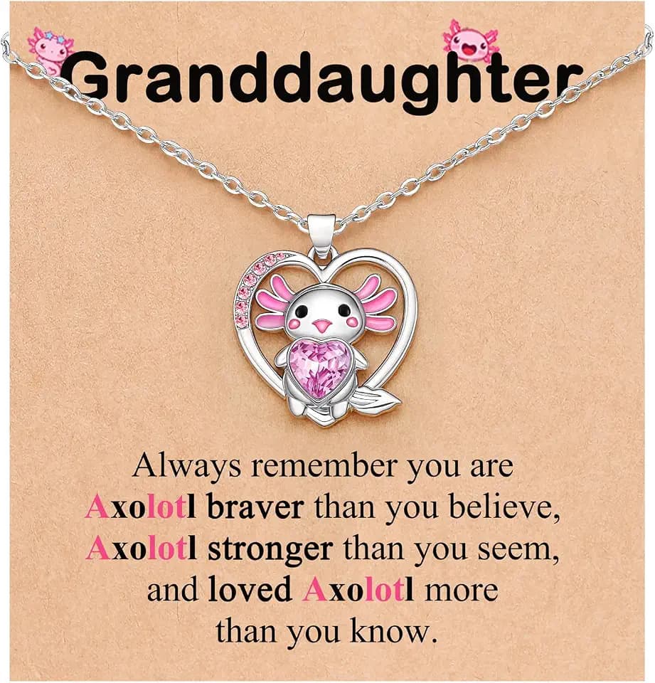 Axolotl Necklace Gifts for Girls Cute Jewelry for Birthday Christmas