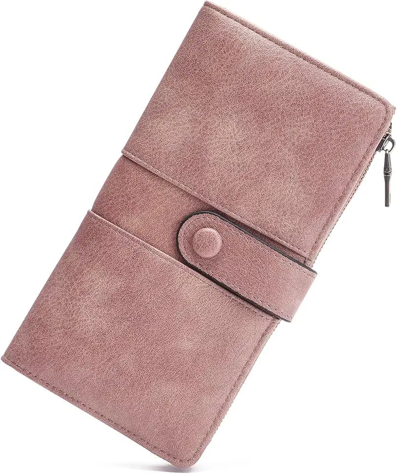 GOIACII Leather Womens Wallet RFID Slim Card Holder Wallets Pink