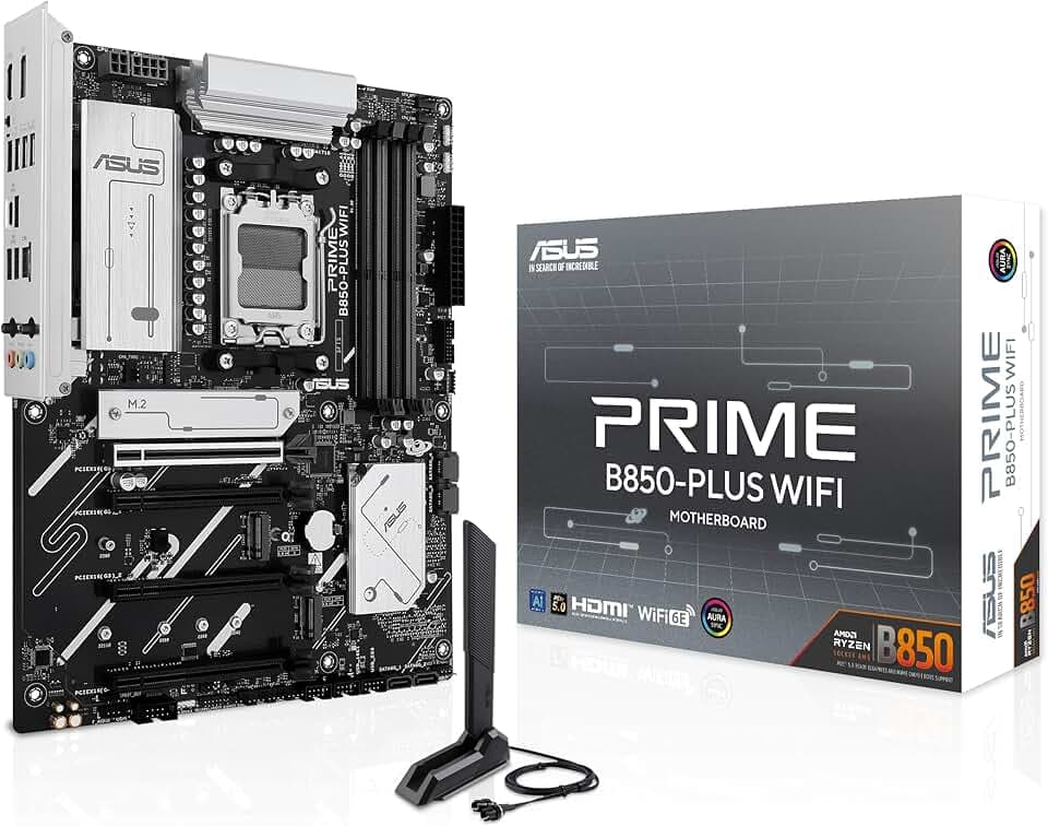 ASUS Prime B850-PLUS Gaming Mainboard Sockel AMD AM5, ATX | DDR5, PCIe 5.0, 3X M.2, WiFi 6E, DisplayPort, HDMI, BIOS Flashback, Aura Sync