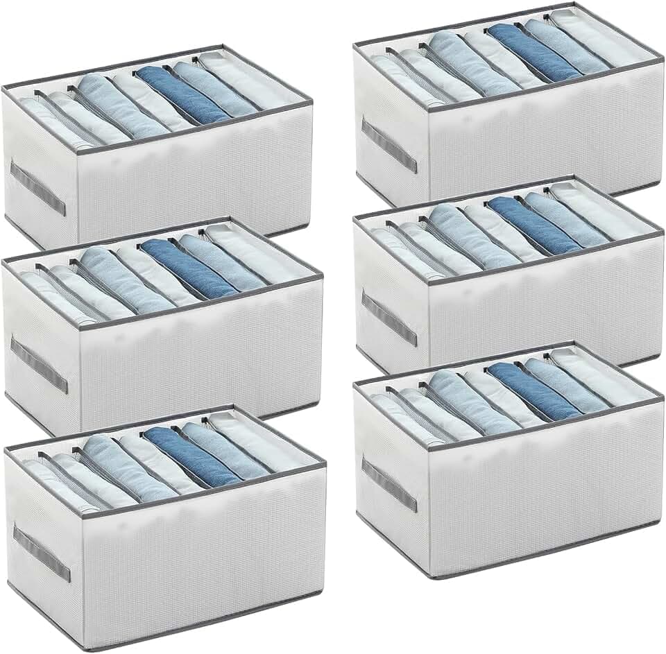 Schubladen Organizer(6-Teiliges Set), 7 Fach kleiderschrank organizer mit Griff, Non-Woven Folding Aufbewahrung für Kleidung, Hosen, etc., Home Storage
